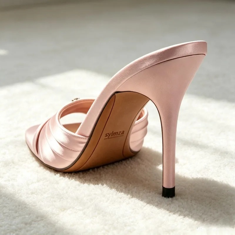 Slip Dress Satin - Sandal Mules Mewah dengan Detail Berlian
