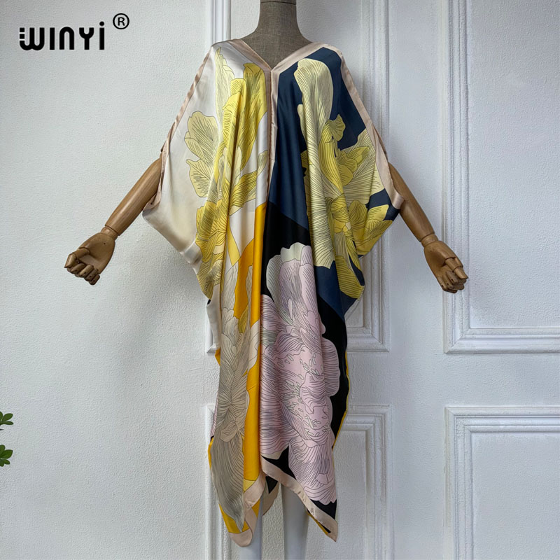 Robe Silk Women - WINYI Musim Panas Afrika V-neck gaun