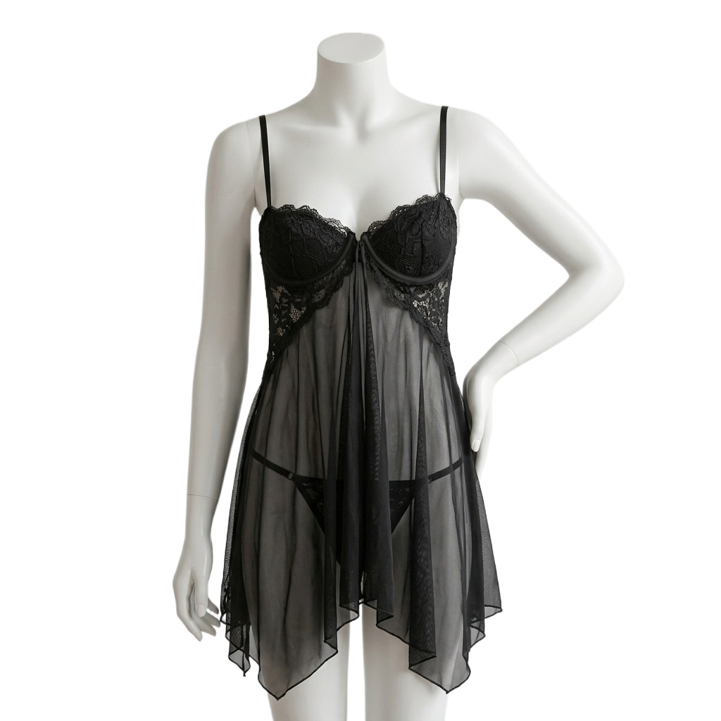 Babydoll Chemise Night - Lingerie Babydoll Berenda untuk Wanita, Gaun