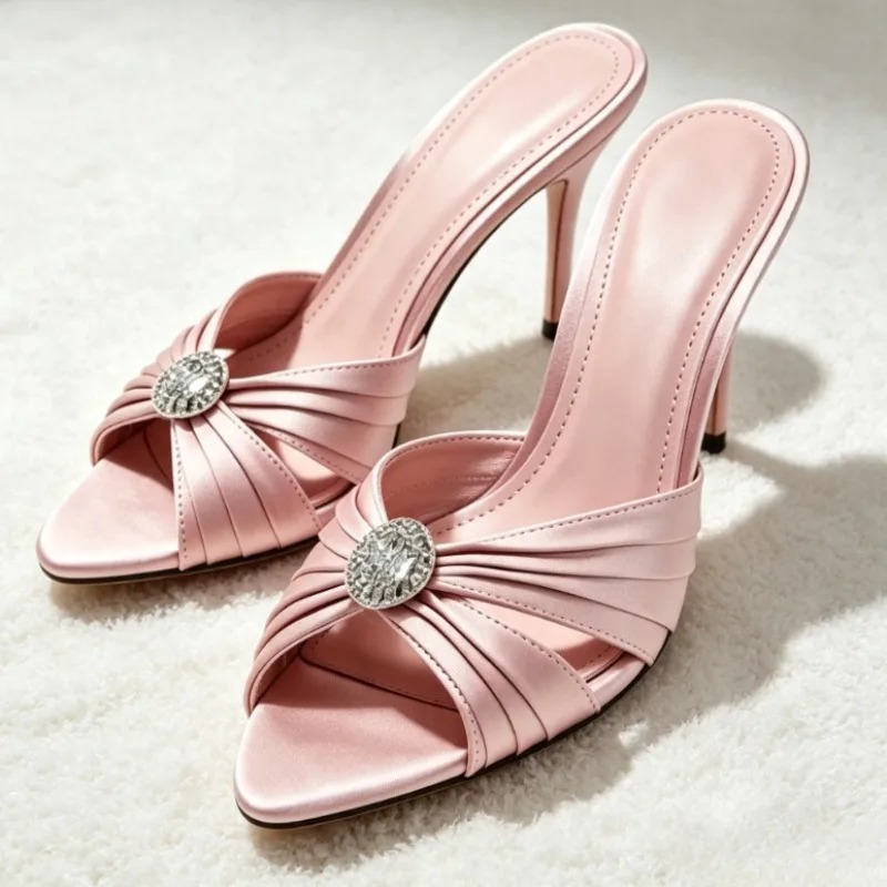 Sandal Mules Mewah dengan Deta - Slip Dress Satin ulasan dan harga