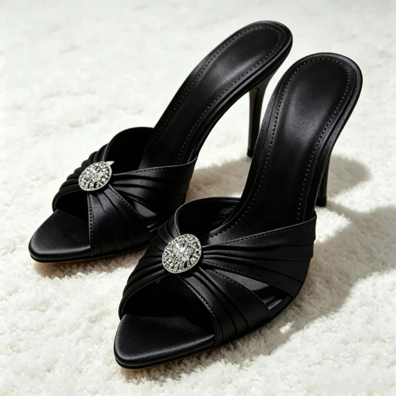 Sandal Mules Mewah dengan Deta - Slip Dress Satin ulasan dan harga