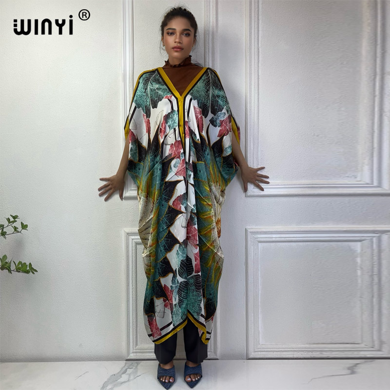 WINYI Musim Panas Afrika V-nec - Robe Silk Women ulasan dan harga