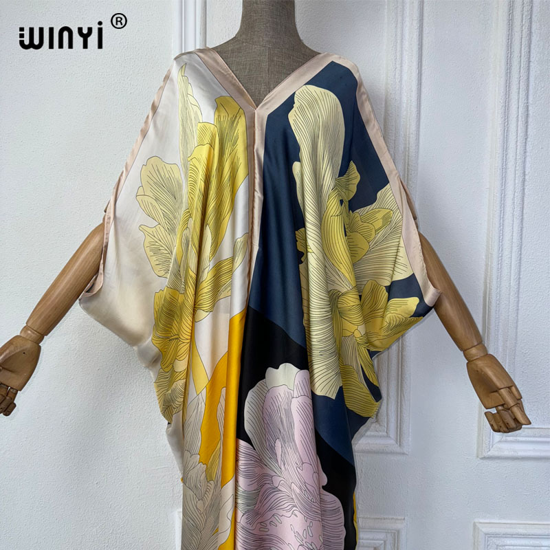 WINYI Musim Panas Afrika V-nec - Robe Silk Women ulasan dan harga